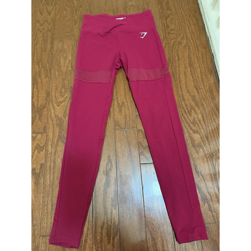 Gymshark Nikki Blackketter Crossover Mesh Leggings Berry Pink XS Womens